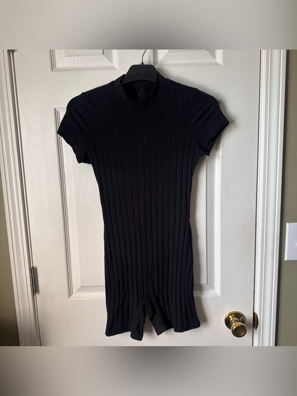 Shein Romper Black Zip Back Stretchy Romper Size Small